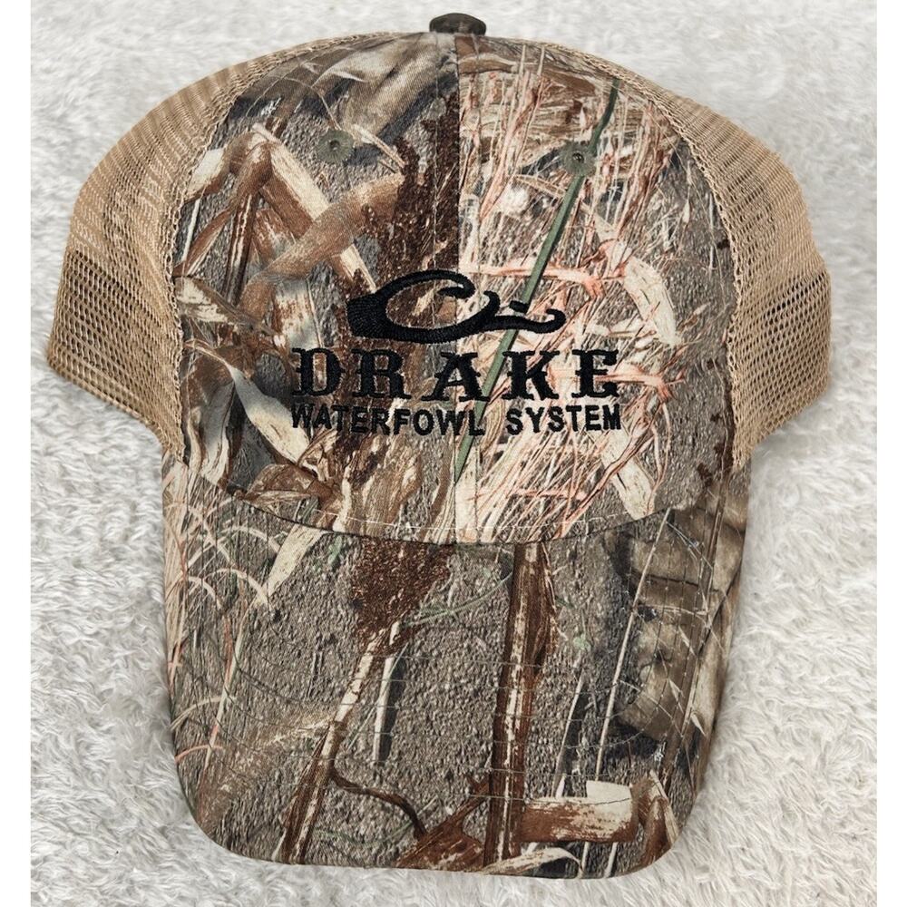 Drake Waterfowl Systems Camo Tan Trucker Hat Mesh Back Adjustable Men's Cap